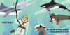 A diver in a vintage helmet explores with animal friends in "The Vanishing Baseball Cap" by Schiffer Publishing, Ltd. Bubbles rise as they ponder, “Is that the hat?” “No, that diving helmet is large. The baseball cap is small.”.
