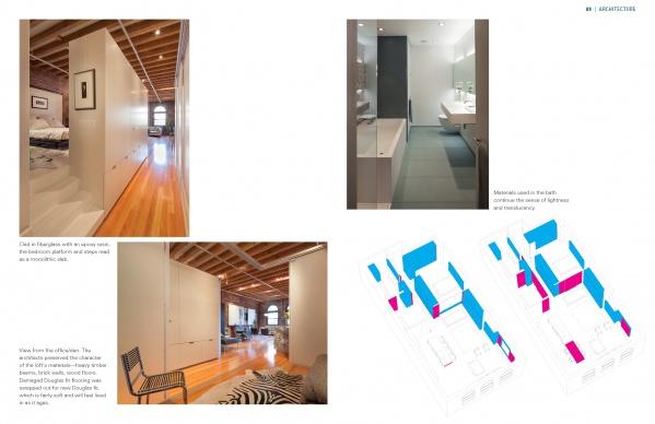 A collage of minimalist interiors from "Condo Makeovers" by Schiffer Publishing, Ltd.—wood floors, exposed beams, neutral walls, a modern bathroom, and a floor plan—ideal inspiration for stylish high-rise living and condo renovations.