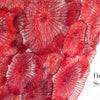 Red, translucent fabric petals overlap and are stitched onto a white background, highlighting organic embroidery. “Organic Embroidery” by Schiffer Publishing, Ltd. is featured, with “Drawing with a Sewing Machine” in the lower right corner.