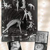 A collage from "New York Burlesque" by Schiffer Publishing, Ltd. features vintage black-and-white photos of performers in clam shell props and theatrical costumes, inspired by the Roy Kemp portfolio on a lightbulb-bordered background.