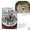 Two images from “Fairy Homes and Gardens” by Schiffer Publishing, Ltd.: Top right, a moss-roofed miniature thatched cottage; below, a magical tree crafted from stacked teapots, cups, and dishes, adorned with figures and flowers—a whimsical fairy garden scene.