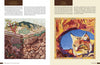 A two-page spread from "Inspired by the National Parks" by Schiffer Publishing, Ltd. displays a layered landscape with a green lizard and desert plants on the left, and a vibrant quilted bobcat portrait on the right—both nature-inspired art quilts.