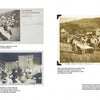 A book spread from *Frances L. Goodrich’s Coverlet and Counterpane Drafts* (Schiffer Publishing, Ltd.) showcases several black-and-white photographs of community events—featuring people both indoors and outdoors—and a vintage pamphlet cover; accompanying text explores the historical context of these Appalachian gatherings, emphasizing the significance of handwoven counterpanes and traditional Appalachian weaving drafts that often adorned homes during such occasions.