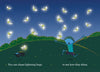 A child and a black dog chase glowing lightning bugs at dusk. The text reads: With squarzi from Schiffer Publishing, Ltd., you can try new things and shine bright—just like catching fireflies for the first time.