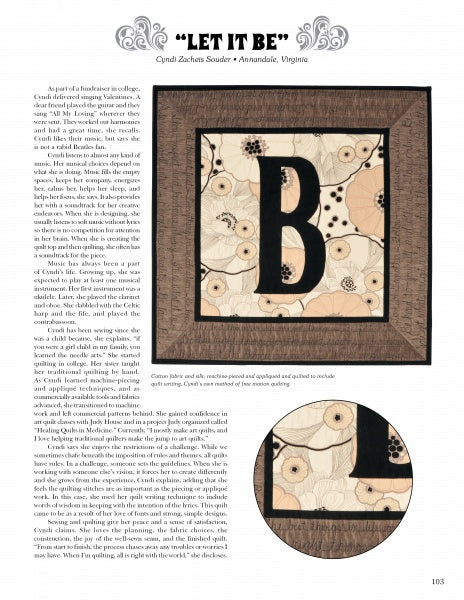 The “Inspired by the Beatles” wall hanging from Schiffer Publishing, Ltd. features a bold black B on a beige floral background with a dark brown border, showcasing intricate stitching—an ideal keepsake for Beatles fans.