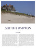The Suburban Classic by Schiffer Publishing, Ltd. features a spacious shingle-style home atop a grassy dune with stunning views of a sandy beach in Southampton, New York, beneath a blue sky dotted with wispy clouds.