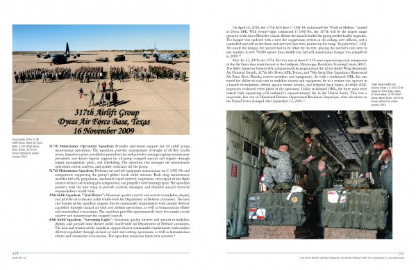 In "The History of Dyess Air Force Base" by Schiffer Publishing, Ltd., Air Force personnel gather on a runway with C-130 Hercules aircraft at Dyess AFB, Texas; nearby, soldiers load cargo—scene dated 16 November 2009.
