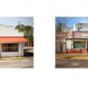 Two photos from Schiffer Publishing, Ltd.'s "Backroads Buildings": on the left, a small red-roofed shop; on the right, a larger weathered building with boarded windows and round hay bales in front.