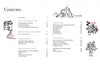 The table of contents for Feng Shui by Schiffer Publishing, Ltd. features section titles, page numbers, and small house, mountain, and flower pot illustrations in a two-column design with five-element-inspired decorative accents.