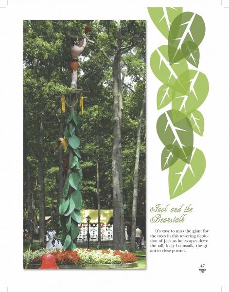 The Story of Story Book Land by Schiffer Publishing, Ltd. features Jack climbing a green beanstalk among trees, with fairytale text and leaf illustrations on a white background, inspired by the iconic sculpture at the amusement park near Atlantic City.