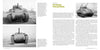 Two black-and-white photos of the WWII M4A2 Sherman tank appear on the left in Schiffer Publishing’s "Sherman Tank, Vol. 3," showing front and angled views. The right page covers Sherman stowage and vision, with a small AFV photo at the top.