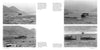 Four black-and-white photos from Schiffer Publishing, Ltd.'s "The GMC DUKW" depict WWII vehicles and boats ferrying soldiers over a calm river bordered by rugged hills, mountains, and sparse riverside vegetation.