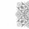 Garden Life by Schiffer Publishing, Ltd. features a black and white nature mandala coloring page with daffodil flowers and leaves, plus a small illustration and text about daffodils, their symbolism, and mindful coloring benefits.