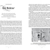 Two pages from *Healing with Spirit* by Schiffer Publishing, Ltd.: The left page features the chapter "Holy Medicine," a Lao Tzu quote, and Egyptian beliefs on illness and the afterlife; the right page has more on ancient medicine and a mummification illustration.