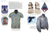 A two-page spread from Schiffer Publishing, Ltd.'s "Yankee Air Pirates" showcases US Air Force memorabilia—patches, flight gloves, uniform shirt, flight jacket, and a photo of a black reconnaissance aircraft—ideal for USAF militaria and Vietnam War uniform enthusiasts.