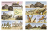 A comic spread from "Knights of the Skull, Vol. 1" by Schiffer Publishing, Ltd. shows German Panzer forces in Blitzkrieg—soldiers march, battles rage in city streets, and tanks and planes clash amid explosions and destruction.