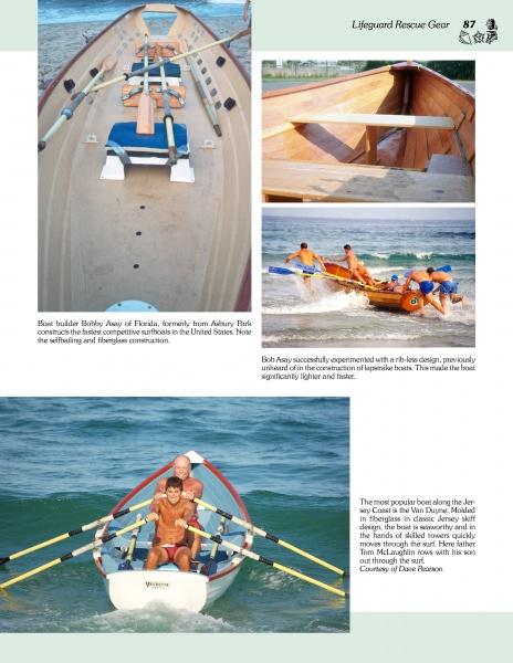 Lifeguards of the Jersey Shore by Schiffer Publishing, Ltd. features photos of wooden rescue boats in action, showcasing New Jersey lifeguard history with rowers at sea and smiling guards ready for beach patrol.
