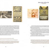 Two pages from "Heritage Gardens, Heirloom Seeds" by Schiffer Publishing, Ltd. showcase text, vintage photos, an almanac cover, heirloom seeds, dried flowers, botanical art, and people working amid heritage gardens.