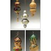 Four gourd Christmas ornaments from 'Making Gourd Ornaments' by Schiffer Publishing, Ltd. are shown—three uniquely shaped and colored hangings above, and two below featuring painted faces and decorative gourd-crafting patterns.