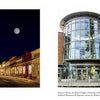 On the left, a tranquil, historic city street under a full moon; on the right, two photos of a glass-walled university library—each reflecting the photographic diversity of "Southern Oregon" by Schiffer Publishing, Ltd.