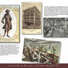 A collection of historic images from "Lancaster County, Pennsylvania, Postcards" by Schiffer Publishing, Ltd., including vintage photos of a tobacco shop ad, New Sagus Store, and bustling department store interiors—capturing Lancaster County’s vibrant past.