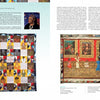 A spread in "Art Quilts Unfolding" by Schiffer Publishing, Ltd. highlights Faith Ringgold’s biography, portrait, vivid quilt art with diverse figures and patterns, and a colorful piece showing children viewing the Mona Lisa in a museum.