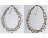 Two ornate necklaces from Schiffer Publishing, Ltd.'s Beads & Wires Jewelry line are displayed side by side on a white background, each featuring sparkling embellishments crafted with delicate bead and wire techniques and finished with chain clasps.