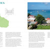 On the left, see a map of St. Eustatius with Oranjestad, and on the right, coastal Oranjestad’s colonial buildings and anchored boats—featured in Schiffer Publishing, Ltd.'s "Jewish Treasures of the Caribbean.