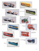 The Encyclopedia of Matchbox Toys by Schiffer Publishing, Ltd. showcases diecast vehicles—trucks, buses, vintage cars, and trains—with product names and codes, offering collectors clear photos on a white background for easy reference.