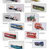 The Encyclopedia of Matchbox Toys by Schiffer Publishing, Ltd. showcases diecast vehicles—trucks, buses, vintage cars, and trains—with product names and codes, offering collectors clear photos on a white background for easy reference.