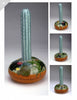 Painting Gourds with the Fairy Gourdmother® by Schiffer Publishing, Ltd. features a tall, upright blue-green cactus sculpture with star-like motifs and a round base decorated with painted succulents and flowers. Multiple angles are shown.