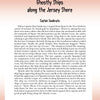 A page from Schiffer Publishing, Ltd.'s Folklore of the New Jersey Shore shares the eerie tale of Captain Sandovate and his cursed crew, complete with a small ship illustration on a pink and white background.
