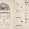 Discover Thomas Wilson's Ironwork Notebooks from Schiffer Publishing, Ltd.—featuring detailed pencil sketches of ornate wooden doors with wrought iron hinges and scrollwork, plus close-up blacksmith designs on light textured backgrounds for creative inspiration.