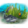A large gray fish and a small orange fish glide near seaweed and rocks in "Beyond the River" by Schiffer Publishing, Ltd.—a perfect choice for early readers ages 5-8. The number 11 appears at the bottom.