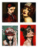A collage of women in various poses, inspired by the Lowbrow Tarot deck from Schiffer Publishing, Ltd. and the creativity of Lowbrow Art Movement tarot artists.