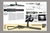 A magazine page from "The Sten" by Schiffer Publishing, Ltd. showcases diagrams, photos, and technical drawings of silenced British WWII firearms, including close-ups of STEN components, assembly instructions, and a person aiming a silenced gun.