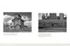 Two black-and-white photos from "Down by the Feed Mill" (Schiffer Publishing, Ltd.): Left, a rustic grain elevator by tracks; right, a farm scene mural on a modern silo, with feed mills and silos in the background—classic American ag settings.