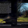 A two-page spread in *West Virginia's Dark Tourism* by Schiffer Publishing, Ltd. showcases Lake Shawnee Amusement Park, with a photo of its rusty swing ride among overgrown grass and text about the park’s eerie past.