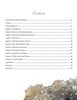 The Collector's Guide to Herkimer Diamonds by Schiffer Publishing, Ltd.: Table of contents shows chapter titles and page numbers; sparkling Herkimer diamond-like quartz crystals gleam at the bottom right on a white background.