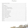 The Collector's Guide to Herkimer Diamonds by Schiffer Publishing, Ltd.: Table of contents shows chapter titles and page numbers; sparkling Herkimer diamond-like quartz crystals gleam at the bottom right on a white background.