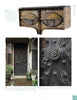 A collage of three images features sculptural, eye-themed wooden designs: the Paul Evans cabinet, a patterned door, and a spiral doorknob—striking pieces from Schiffer Publishing, Ltd., ideal for collectors of designer furniture.