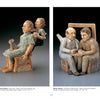 From Schiffer Publishing, Ltd.'s 'Ceramics Today': Left, a seated woman with a cat and a standing woman; right, two men facing each other with cups. Both hand-built, painted—perfect for ceramic art enthusiasts.