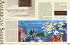 A magazine spread from Schiffer Publishing, Ltd.'s "Inspired by the National Parks" features double-sided text and a vibrant nature quilt along the bottom, showing marine life—fish, sharks, coral—in a colorful underwater scene.