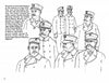 A group of shipwrecked sailors in uniform, members of the historic Life Saving Service, as featured in the U.S. Life Saving Coloring Book by Schiffer Publishing, Ltd.