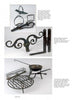 A page from Everyday Artifacts by Schiffer Publishing, Ltd. shows four photos—antique iron stirrups and spurs, decorative hinges, a kitchen spit with rack, and a tripod cauldron—highlighting skilled historic craftsmanship and daily life antiques.