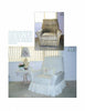 A collage shows a beige, worn recliner labeled Before and the same chair After, refreshed with a custom slipcover from "More Custom Slipcovers" by Schiffer Publishing, Ltd., styled with a table, lamp, floral pillow, and lace tablecloth in soft light.