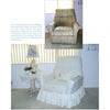 A collage shows a beige, worn recliner labeled Before and the same chair After, refreshed with a custom slipcover from "More Custom Slipcovers" by Schiffer Publishing, Ltd., styled with a table, lamp, floral pillow, and lace tablecloth in soft light.