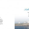 A Table of Contents page in "Welcome to New Hampshire" by Schiffer Publishing, Ltd. features a blue cursive title, lists seasonal chapters, and faces a copyright page. The background shows a coastal New England landscape with white buildings and calm water.