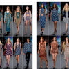 Models display a range of patterned and textured dresses in earthy and blue tones with boots and sandals on the catwalk, featured in The SFP LookBook: Mercedes-Benz Fashion Week Spring 2014 Collections by Schiffer Publishing, Ltd.