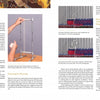 Tapestry Design Basics and Beyond by Schiffer Publishing, Ltd. offers step-by-step instructions, photos of hands assembling a metal loom frame, and images demonstrating design concepts as tapestry threads are woven through vertical warps.